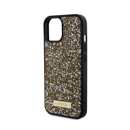 Guess Rhinestone Metal Logo - Etui iPhone 15 (żółty)