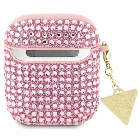 Guess Rhinestone Triangle Charm - Etui AirPods 1/2 gen (różowy)