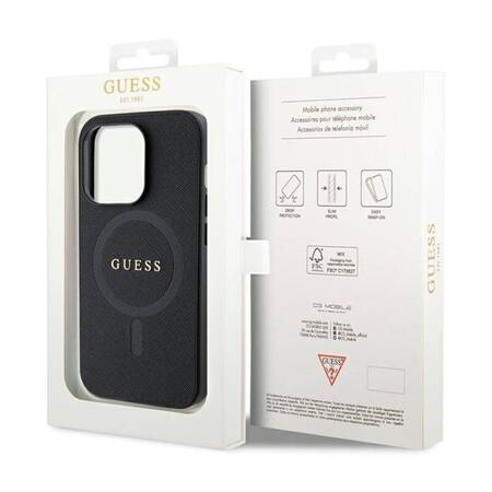 Guess Saffiano MagSafe - Etui iPhone 14 Pro Max (czarny)