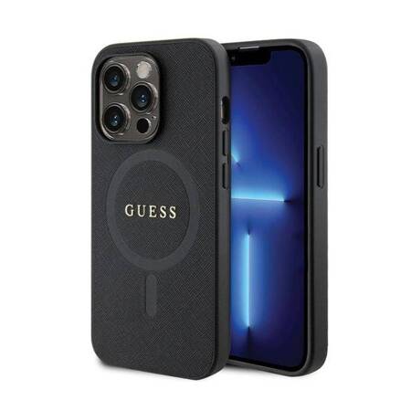 Guess Saffiano MagSafe - Etui iPhone 14 Pro (czarny)