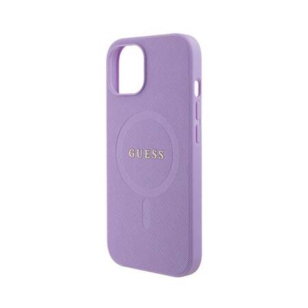 Guess Saffiano MagSafe - Etui iPhone 15 (fioletowy)