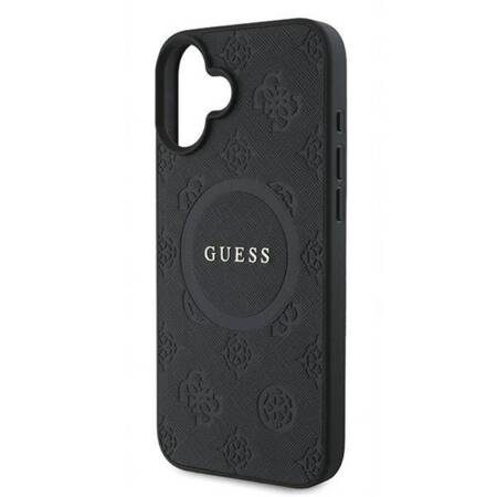 Guess Saffiano Peony Classic Logo MagSafe - Etui iPhone 16 Plus (czarny)