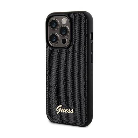 Guess Sequin Script Metal - Etui iPhone 13 Pro (czarny)