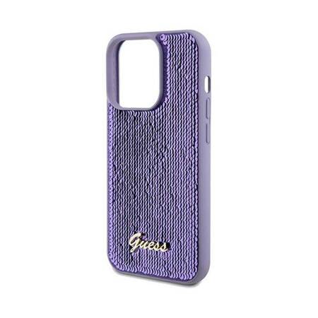 Guess Sequin Script Metal - Etui iPhone 13 Pro (fioletowy)