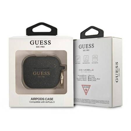 Guess Silicone Glitter Case Est – Etui Airpods 3 (czarny)