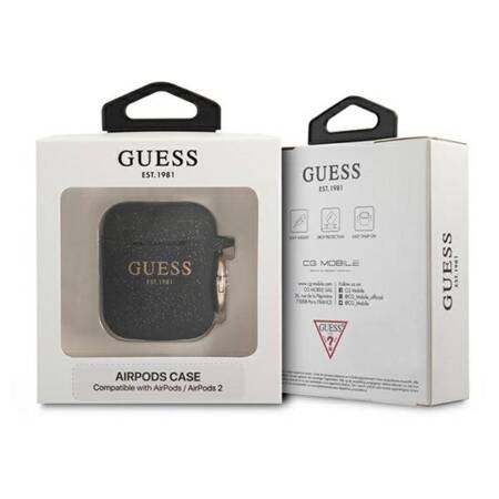 Guess Silicone Glitter Case Est – Etui Airpods (czarny)