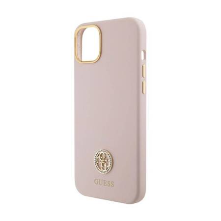 Guess Silicone Logo Strass 4G - Etui iPhone 15 (różowy)