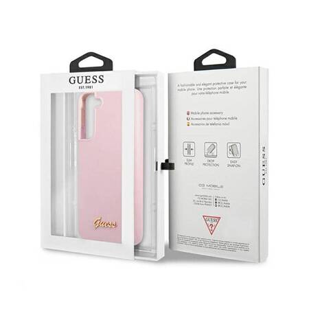 Guess Silicone Script Metal Logo - Etui Samsung Galaxy S22+ (lawenda)