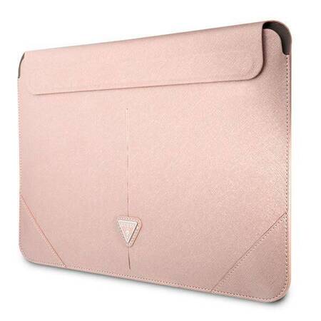 Guess Sleeve GUCS16PSATLP 16" różowy /pink Saffiano Triangle Logo