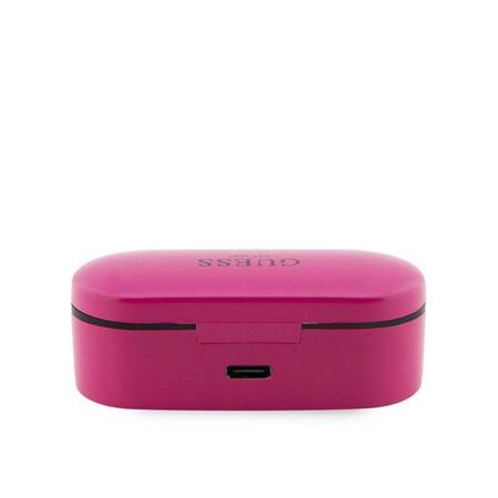 Guess True Wireless Earphones BT5.0 5H - Słuchawki TWS + etui ładujące (magenta)