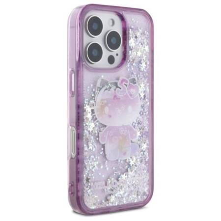 Hello Kitty Liquid Glitter 50TH Anniversary Party - Etui iPhone 16 Pro Max (fioletowy)