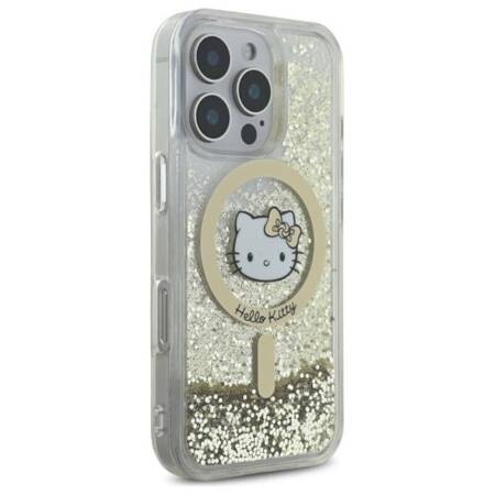 Hello Kitty Liquid Glitter Fever MagSafe - Etui iPhone 16 Pro (biały / złoty)