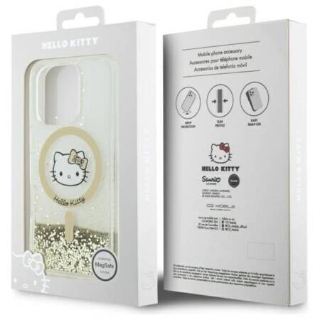 Hello Kitty Liquid Glitter Fever MagSafe - Etui iPhone 16 Pro (biały / złoty)