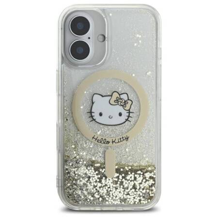 Hello Kitty Liquid Glitter Fever MagSafe - Etui iPhone 16 (biały / złoty)