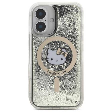 Hello Kitty Liquid Glitter Fever MagSafe - Etui iPhone 16 (czarny / złoty)