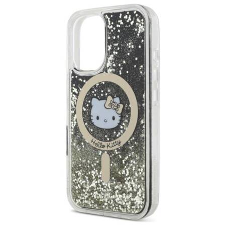 Hello Kitty Liquid Glitter Fever MagSafe - Etui iPhone 16 (czarny / złoty)