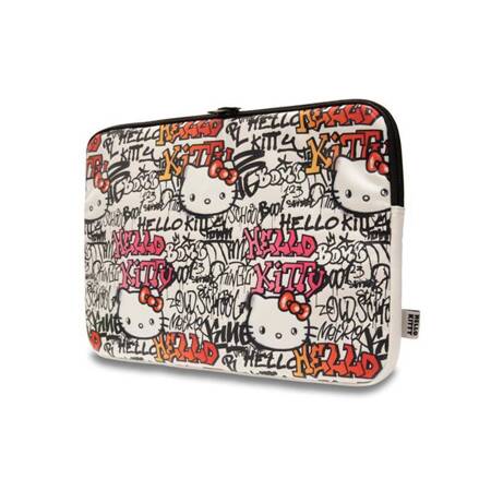 Hello Kitty Zip PU Tags Graffiti Sleeve - Etui na notebooka 13" / 14" (beżowy)