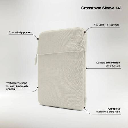 Incase Crosstown Sleeve with Woolenex - Pokrowiec z kieszenią MacBook Pro 14" (M4/M3/M2/M1/2024-2021) (Limestone)