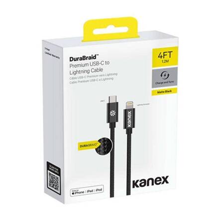 Kanex DuraBraid - Przewód z USB-C na Lightning MFi 1,2m PD, oplot, aluminiowa obudowa (Silver)
