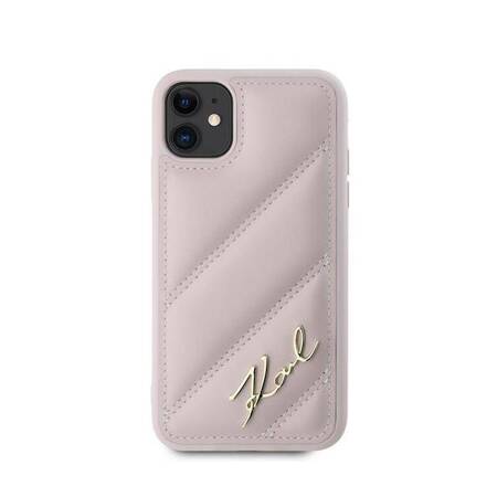 Karl Lagerfeld Diagonal Quilted Script - Etui iPhone 11 (różowy)