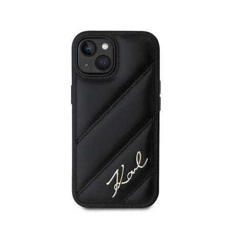 Karl Lagerfeld Diagonal Quilted Script - Etui iPhone 14 / 15 / 13 (czarny)