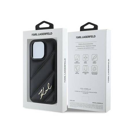 Karl Lagerfeld Diagonal Quilted Script - Etui iPhone 14 Pro Max (czarny)