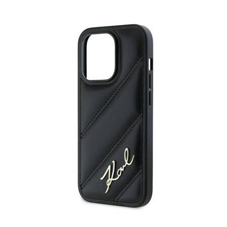 Karl Lagerfeld Diagonal Quilted Script - Etui iPhone 14 Pro (czarny)