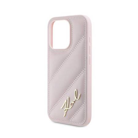 Karl Lagerfeld Diagonal Quilted Script - Etui iPhone 15 Pro Max (różowy)