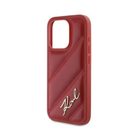 Karl Lagerfeld Diagonal Quilted Script - Etui iPhone 15 Pro (czerwony)