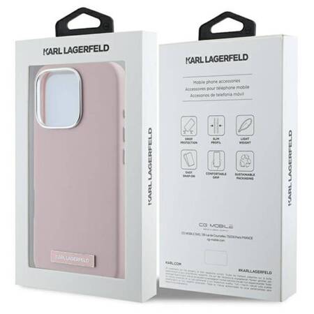 Karl Lagerfeld FW Metal Plate MagSafe - Etui iPhone 16 Pro (różowy)