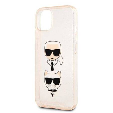 Karl Lagerfeld Glitter Karl & Choupette Head - Etui iPhone 13 mini (złoty)