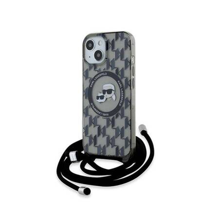 Karl Lagerfeld IML Crossbody Monogram Karl & Choupette Head MagSafe - Etui iPhone 15 / 14 / 13 (czarny)