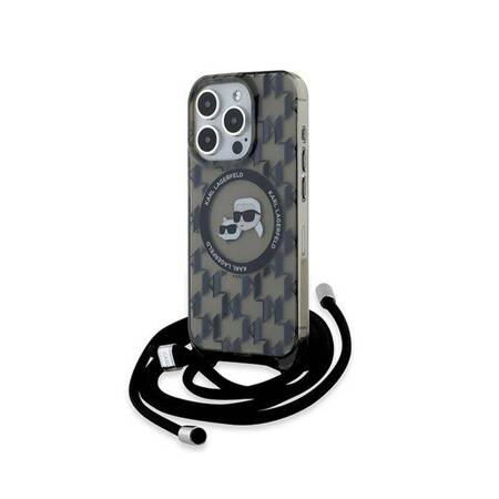 Karl Lagerfeld IML Crossbody Monogram Karl & Choupette Head MagSafe - Etui iPhone 15 Pro Max (czarny)