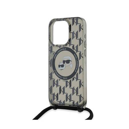 Karl Lagerfeld IML Crossbody Monogram Karl & Choupette Head MagSafe - Etui iPhone 15 Pro Max (czarny)