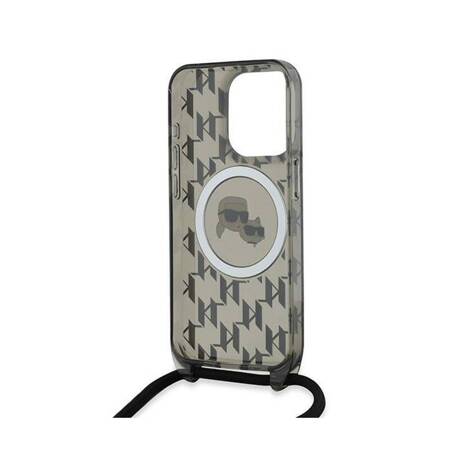 Karl Lagerfeld IML Crossbody Monogram Karl & Choupette Head MagSafe - Etui iPhone 15 Pro Max (czarny)