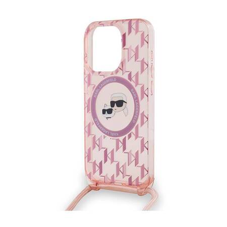 Karl Lagerfeld IML Crossbody Monogram Karl & Choupette Head MagSafe - Etui iPhone 15 Pro Max (różowy)