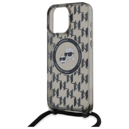 Karl Lagerfeld IML Crossbody Monogram Karl & Choupette Head MagSafe - Etui iPhone 16 Pro Max (czarny)