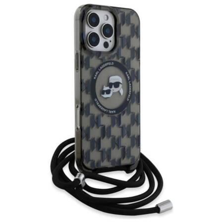 Karl Lagerfeld IML Crossbody Monogram Karl & Choupette Head MagSafe - Etui iPhone 16 Pro (czarny)