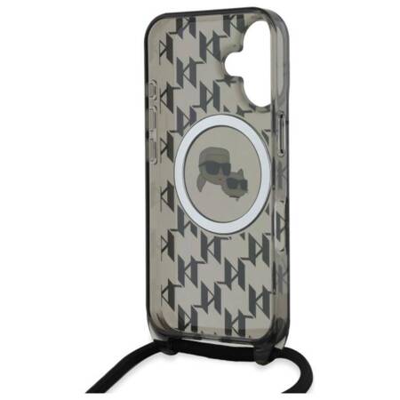 Karl Lagerfeld IML Crossbody Monogram Karl & Choupette Head MagSafe - Etui iPhone 16 (czarny)