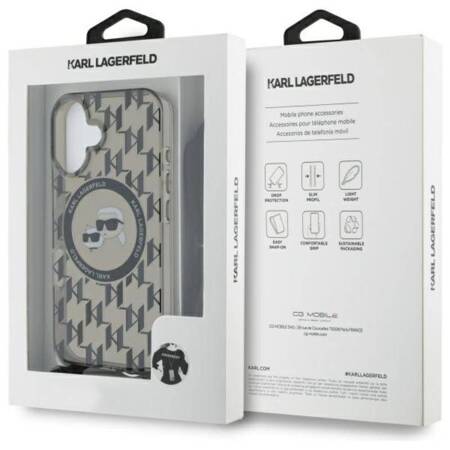 Karl Lagerfeld IML Crossbody Monogram Karl & Choupette Head MagSafe - Etui iPhone 16 (czarny)