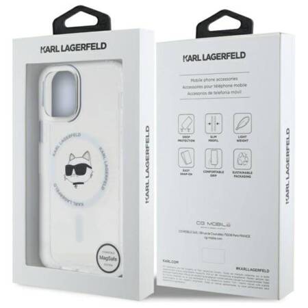 Karl Lagerfeld IML Metal Choupette Head MagSafe - Etui iPhone 12 / iPhone 12 Pro (biały)