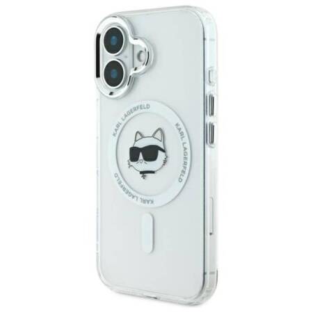 Karl Lagerfeld IML Metal Choupette Head MagSafe - Etui iPhone 16 Plus (biały)