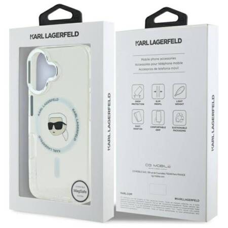 Karl Lagerfeld IML Metal Karl Head MagSafe - Etui iPhone 16 Plus (biały)