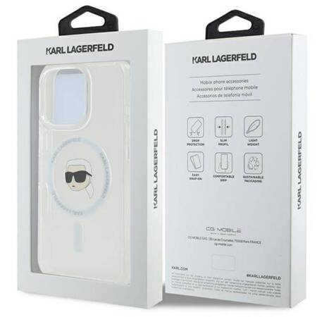 Karl Lagerfeld IML Metal Karl Head MagSafe - Etui iPhone 16 Pro Max (biały)