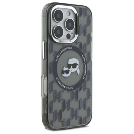 Karl Lagerfeld IML Monogram Karl & Choupette Head MagSafe - Etui iPhone 16 Pro Max (czarny)