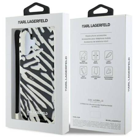 Karl Lagerfeld IML Zebra Pattern & Cord - Etui iPhone 16 (czarny)