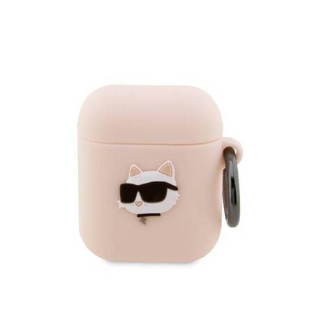 Karl Lagerfeld KLA2RUNCHP AirPods 1/2 cover różowy/pink Silicone Choupette Head 3D