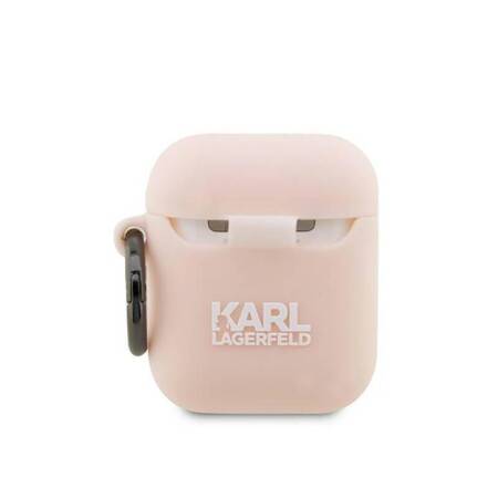 Karl Lagerfeld KLA2RUNCHP AirPods 1/2 cover różowy/pink Silicone Choupette Head 3D