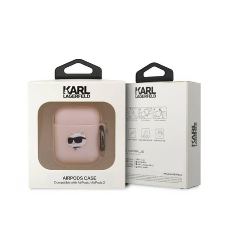 Karl Lagerfeld KLA2RUNCHP AirPods 1/2 cover różowy/pink Silicone Choupette Head 3D