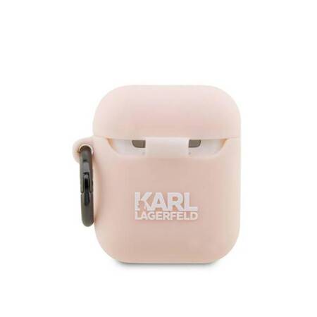 Karl Lagerfeld KLA2RUNIKP AirPods 1/2 cover różowy/pink Silicone Karl Head 3D